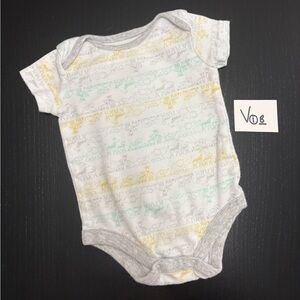 ⭐️4/$5.00⭐️ George 0-3m White Onesie with Neutral Animal Print